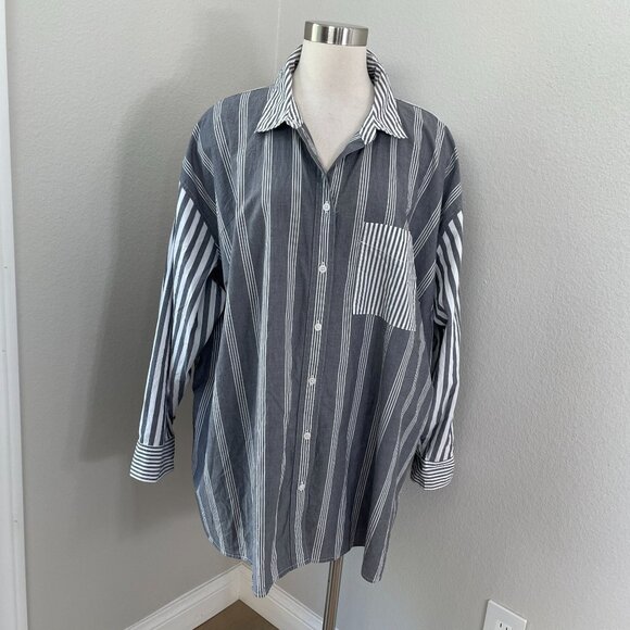Madewell Womens Plus 3X Oversized Button Up Shirt The Signature Poplin Oversized - Picture 3 of 13